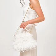 feather pearl top-handle clutch, view 9 - MRSLM