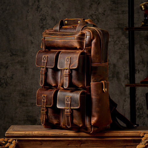 men's retro leather backpack - MRSLM