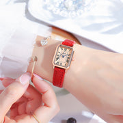 women's simple rectangular leather watch - MRSLM