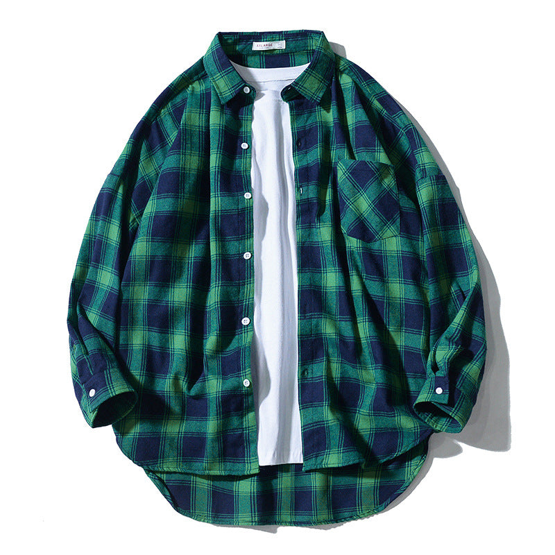 Men's loose plaid shirt jacket, view 3 - MRSLM