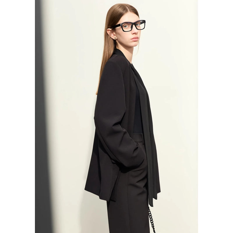 v-neck loose mid-length blazer, view 7 - MRSLM