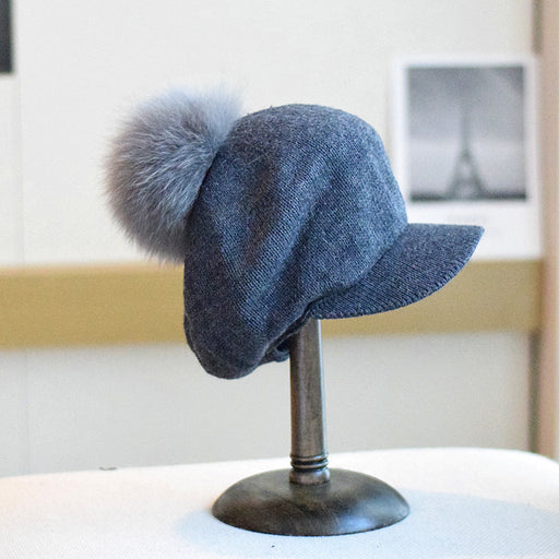 soft knitted wool ball beret - MRSLM