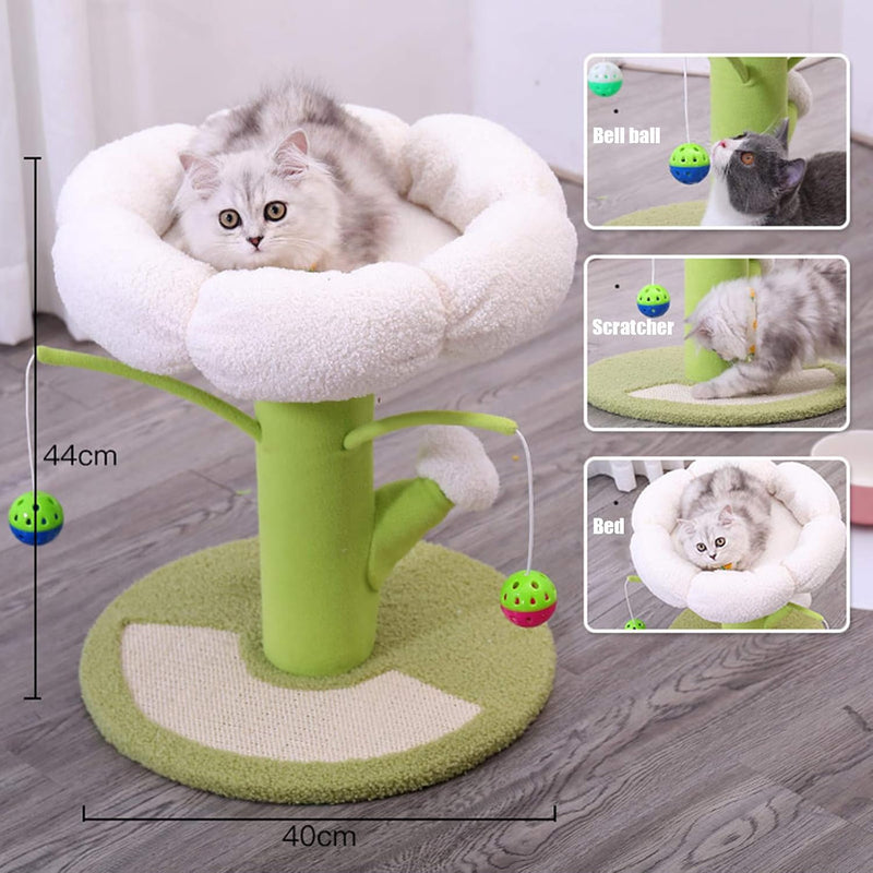 cat tree tower with scratcher post, view 4 - MRSLM