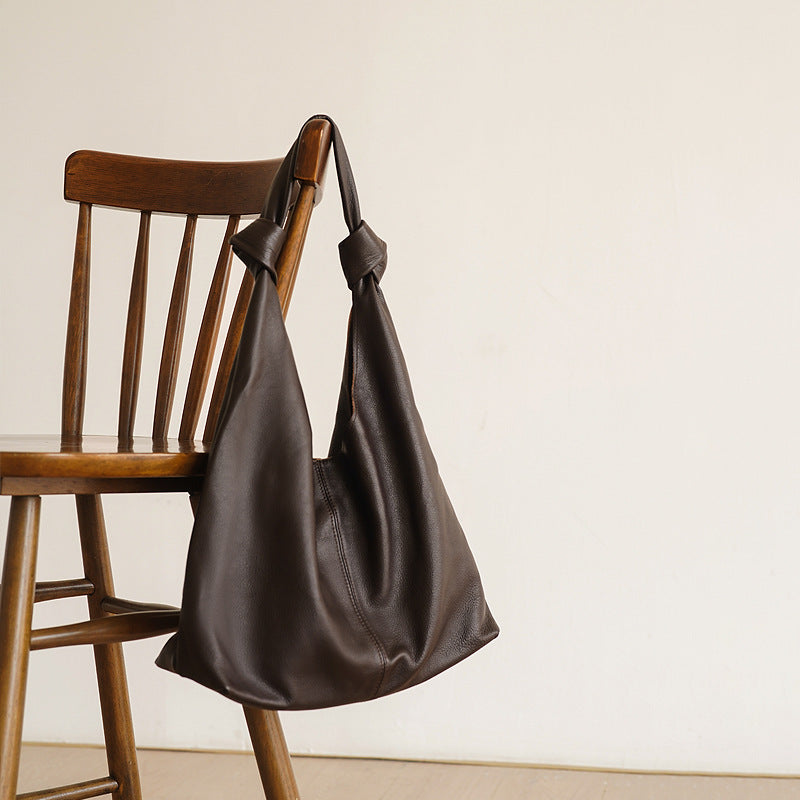 oversized leather hobo bag, view 3 - MRSLM