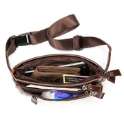 cowhide cross body chest bag for men, view 2 - MRSLM