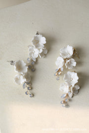 handmade ceramic flower earrings, view 3 - MRSLM