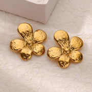 floral stainless steel stud earrings, view 6 - MRSLM