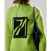 Women's thick color block sweater, view 2 - MRSLM