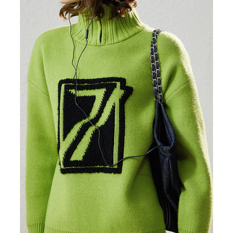 Women's thick color block sweater, view 2 - MRSLM