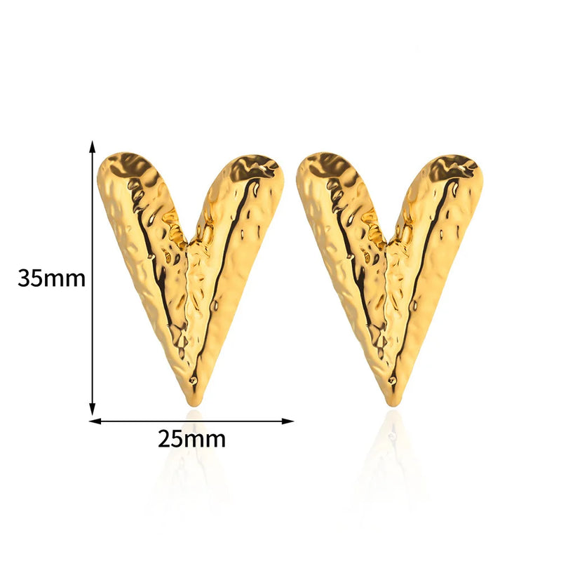 gold heart stud earrings, view 4 - MRSLM