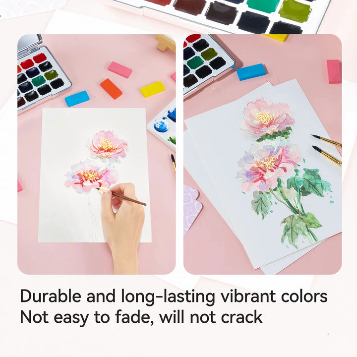 24 Color Watercolor Paint Set - Non-Toxic Art Supplies for Adults