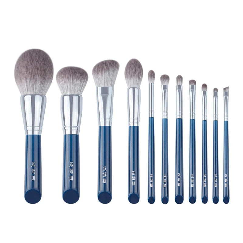 sky blue makeup brush set, view 2 - MRSLM