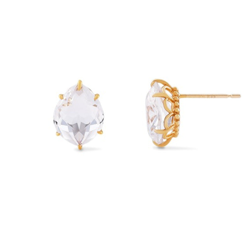 white crystal stud earrings, view 4 - MRSLM