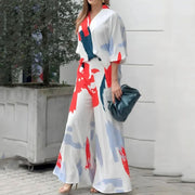 casual printed long sleeve top and loose pants set, view 2 - MRSLM