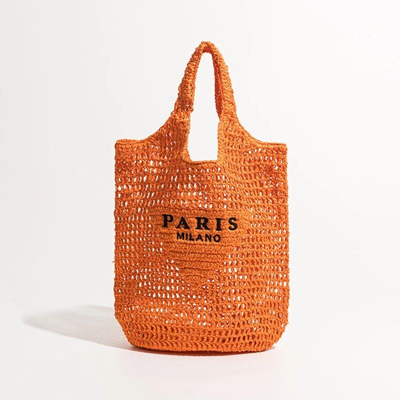 plaited raffia straw bucket bag, view 8 - MRSLM