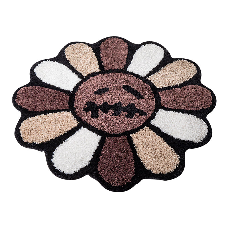retro rainbow smiling face tufted rug, view 4 - MRSLM