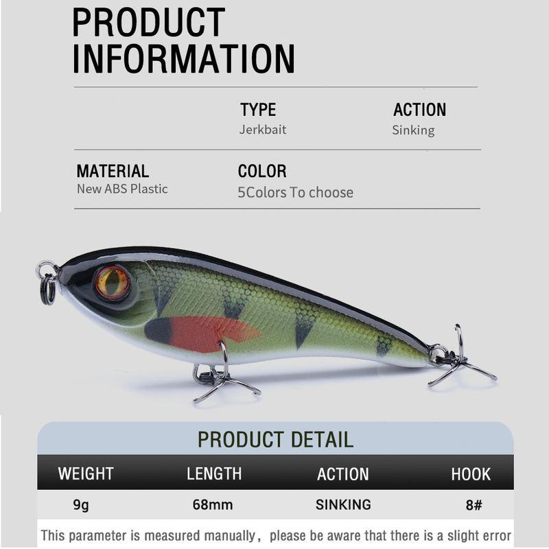68mm slow sinking jerkbait lure, view 10 - MRSLM