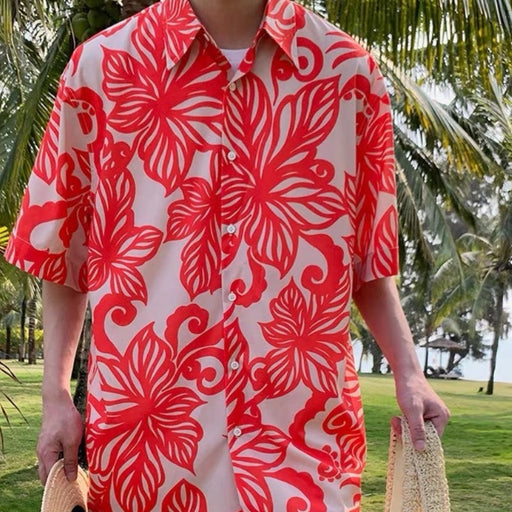 Retro red vine printed shirt - MRSLM
