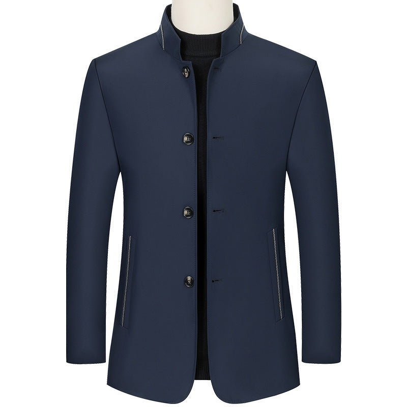Men's stand collar slim top, view 3 - MRSLM