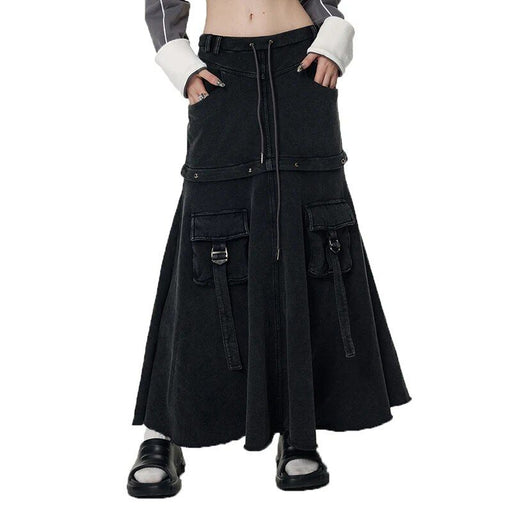 Two-way detachable black denim skirt, view 2 - MRSLM