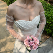 Bridal pearl fingerless gloves, view 2 - MRSLM
