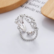 s925 silver beads chain geometric ring - MRSLM