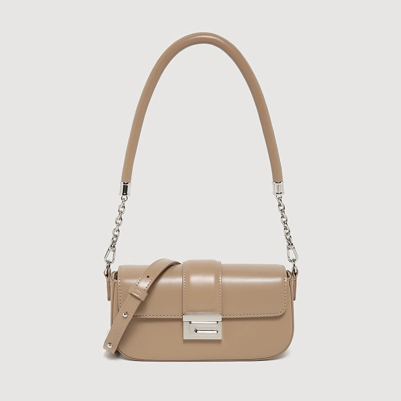 elegant microfiber leather chain shoulder handbag, view 2 - MRSLM