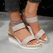 glitter wedge sandals, view 3 - MRSLM