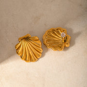 gold shell earrings, view 5 - MRSLM