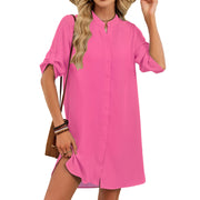 women's v-neck button-down dress, view 6 - MRSLM