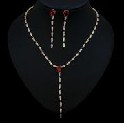zircon long tassel collar chain set, view 2 - MRSLM