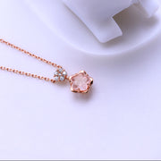 pink crystal heart necklace, view 3 - MRSLM