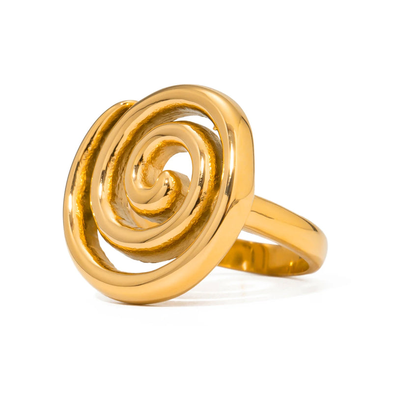 gold plated spiral stainless steel ring, view 7 - MRSLM