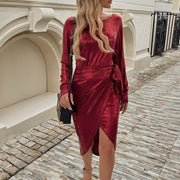 women's sheath long sleeve dress, view 6 - MRSLM
