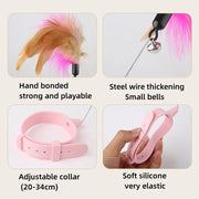 cat feather teaser stick with bell, view 6 - MRSLM