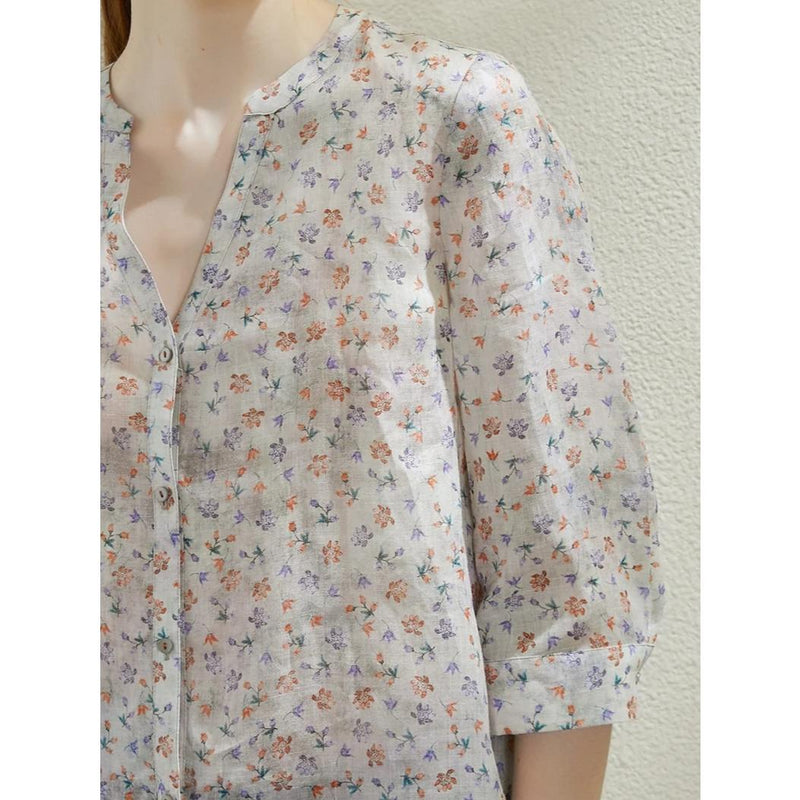 ramie floral blouse, view 8 - MRSLM