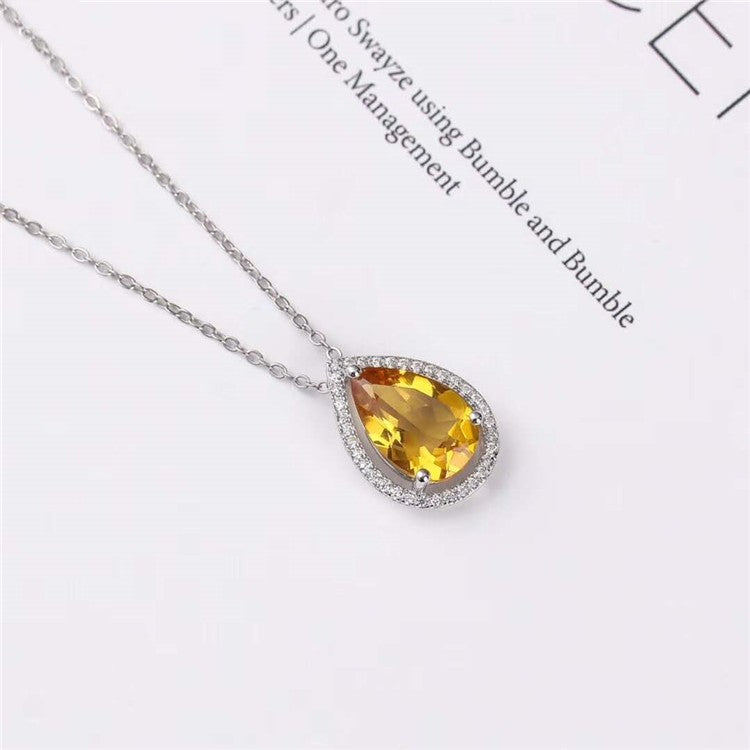 S925 yellow crystal pendant necklace, view 5 - MRSLM