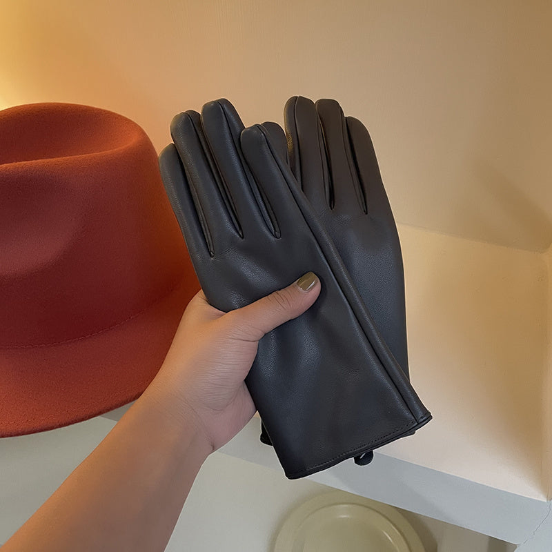 Five finger PU leather gloves, view 6 - MRSLM