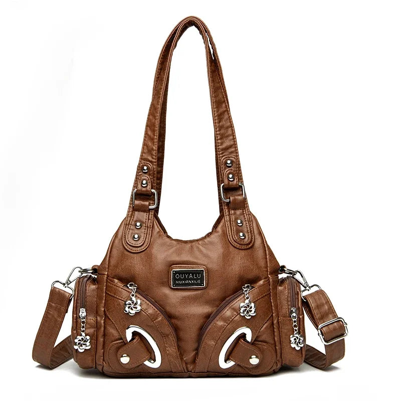 soft leather crossbody tote bag, view 2 - MRSLM