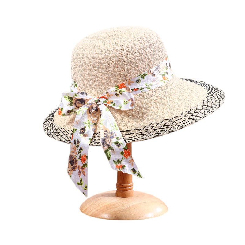 Elegant floral ribbon sun hat, view 12 - MRSLM