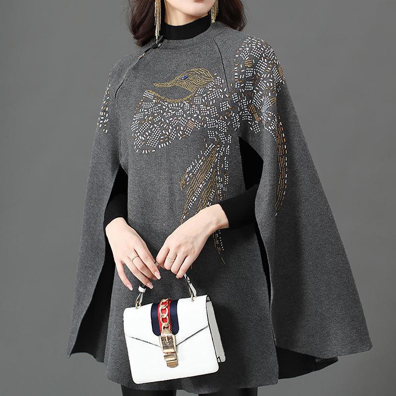 women's thick pullover sweater cloak, view 7 - MRSLM