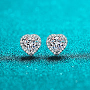 women's moissanite heart silver earrings - MRSLM