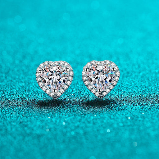 women's moissanite heart silver earrings - MRSLM