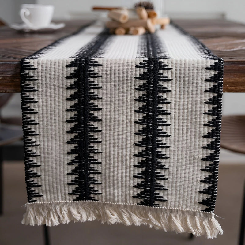 black and white table runner, view 6 - MRSLM