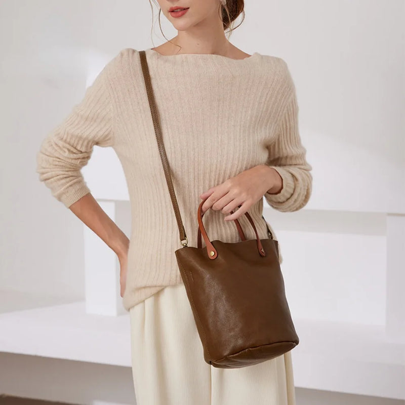 Retro vegetable tanned leather handbag, view 8 - MRSLM