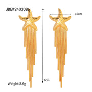starfish tassel dangle earrings, view 2 - MRSLM