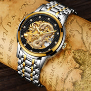 gold skeleton automatic dragon watch - MRSLM