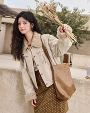 lamb wool short jacket, view 2 - MRSLM