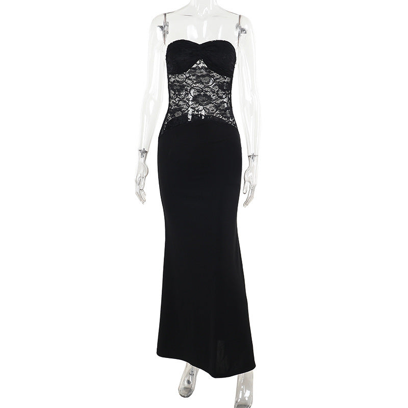 black lace tube top dress, view 6 - MRSLM