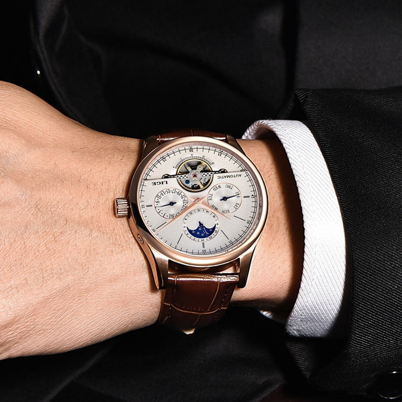 Men's automatic mechanical leather strap watch - MRSLM